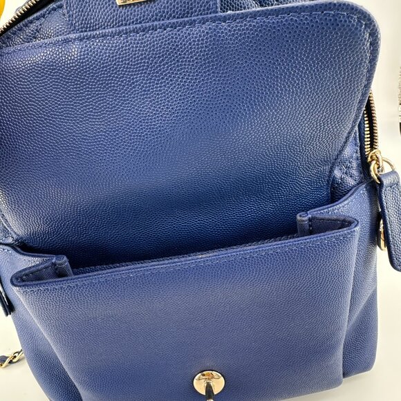 Chanel Caviar Quilted Large CC Day Backpack Blue